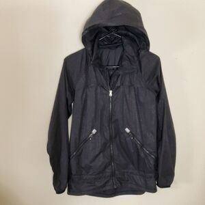 Lululemon Women's Black Hooded Windbreaker Missing Size Tag Pit-pit 17" S